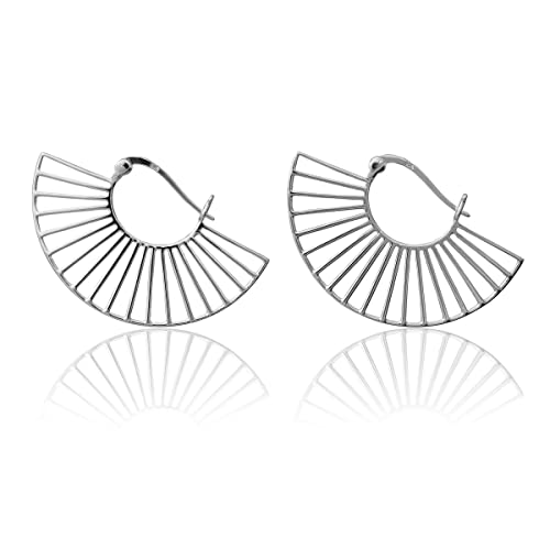 Nature Rebel Klappcreolen 925 Silber Fächer Creolen Ohrringe Halbrund Geometrisch von Nature Rebel