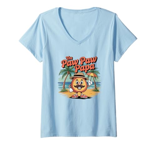 Damen The Paw Paw Papa, lustiges Obstliebhaber-Design T-Shirt mit V-Ausschnitt Damen The Paw Paw Papa, lustiges Obstliebhaber-Design T-Shirt mit V-Ausschnitt von Nature Roots Co