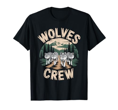 Wölfe Crew Vintage Wildlife Tier Wolf Heulender Herren Wolf T-Shirt Wölfe Crew Vintage Wildlife Tier Wolf Heulender Herren Wolf T-Shirt von Nature Wolf Hunting Wolf Wolves for men