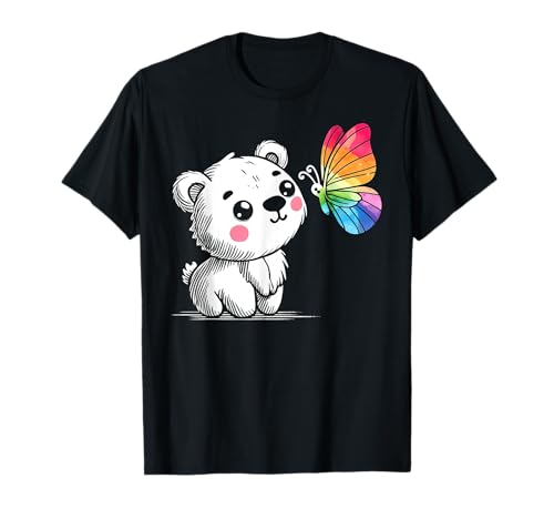 Süßer Bär mit buntem Regenbogen-Schmetterling, entzückendes Kinder-Top T-Shirt von Nature bear Pet Owner Zoologist Butterfly Outfit