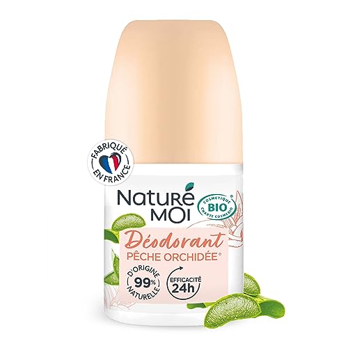 Naturé Moi - Deodorant Roll-on – Wirksamkeit 24 Stunden – Deodorant für Damen mit Bio-Aloe Vera und Magnesium – Duft Pfirsich Orchidee – 99% natürlicher Ursprung – 50 ml – hergestellt in Frankreich von Naturé moi