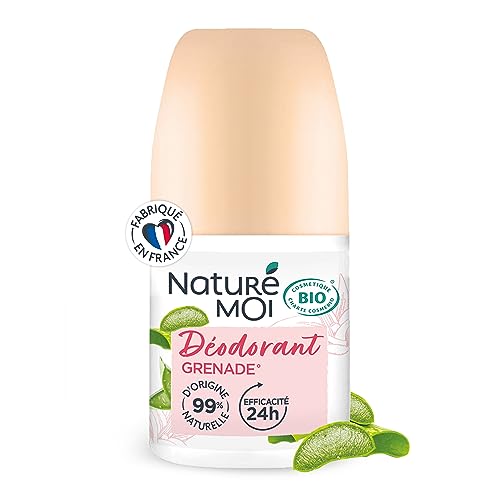 Naturé Moi Deodorant Roll-on – 24 Stunden Wirksamkeit – Deodorant für Damen mit Bio-Aloe Vera und Magnesium – Duft Granatapfel – 99% natürlichen Ursprungs – 50 ml – hergestellt in Frankreich von Naturé moi