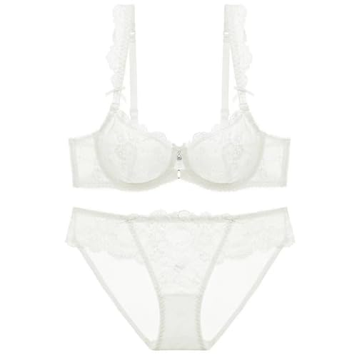 ZUKULIFE Nature Damen Dünn Transparenten Spitzen BH Set - (Weiß 75A) von ZUKULIFE