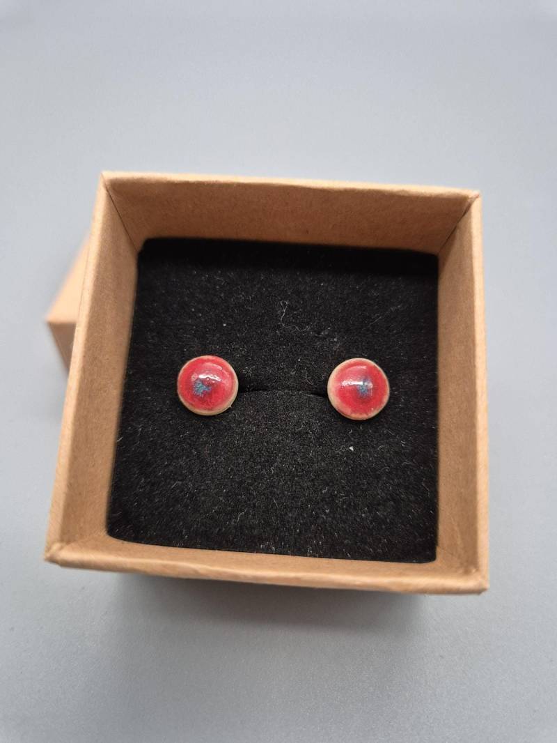 Rote Ohrstecker | Keramik, 925Er Silber, Nickelfrei von NatureArtBoxDE