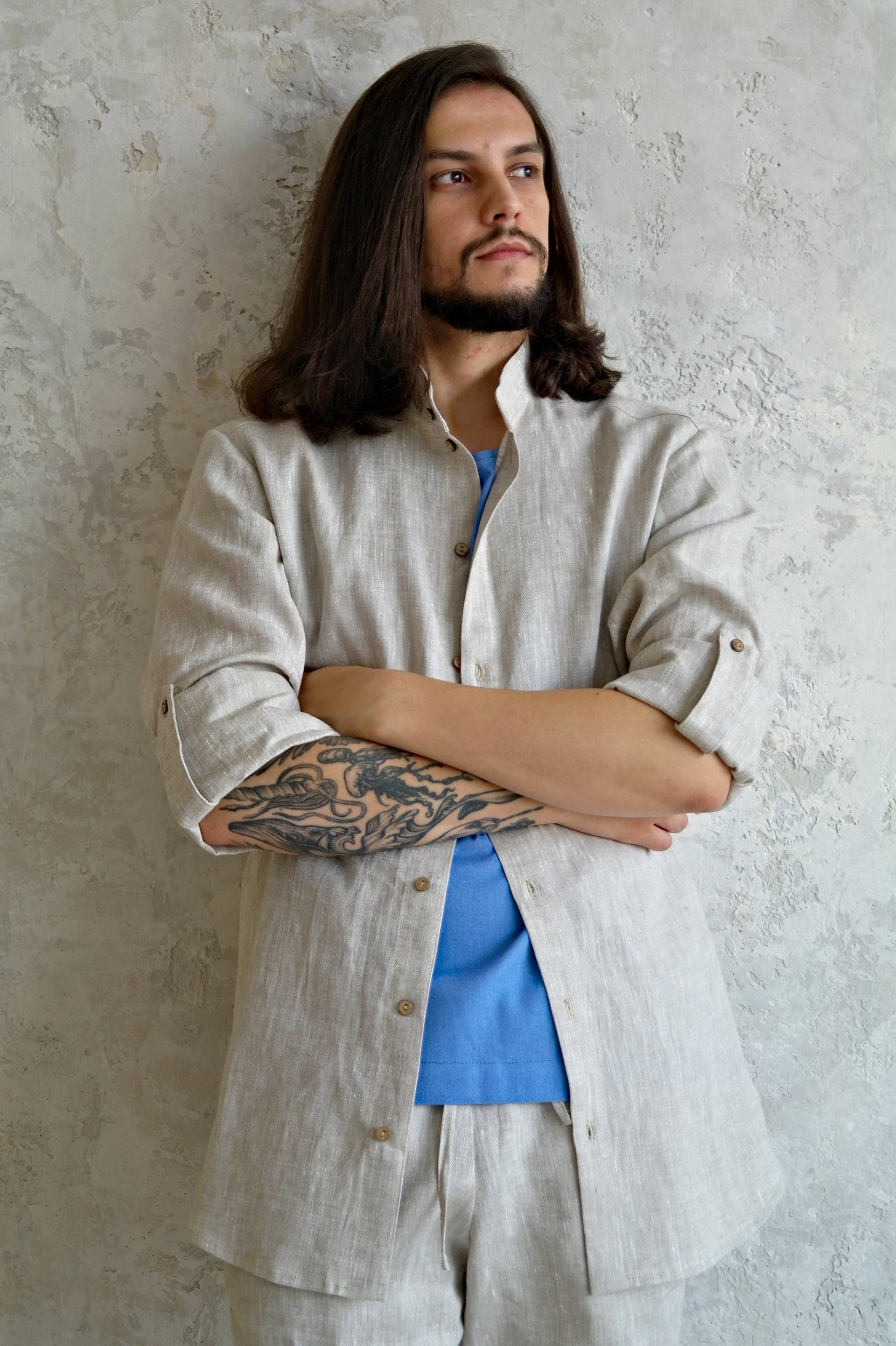 Herren Leinenhemd, Schweres Leinenhemd Männer, Für Leinenjacke, Nachhaltiges Herrenhemd, Bio-Flachsjacke, Geschenk Männer von NatureBreezeShop