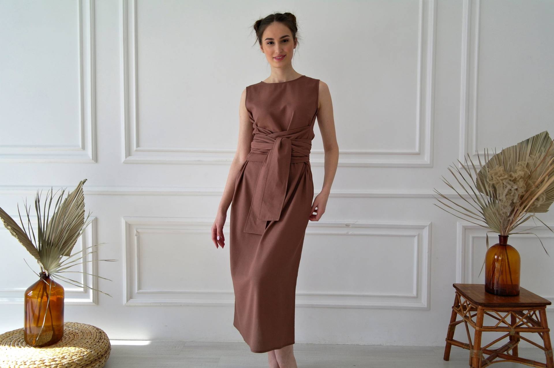 Kimono Leinen Kleid, Leinenkleid Frauen, Langes Leinenkleid, Natürliches Maxi Weiches Bio-Flachs Kleid von NatureBreezeShop