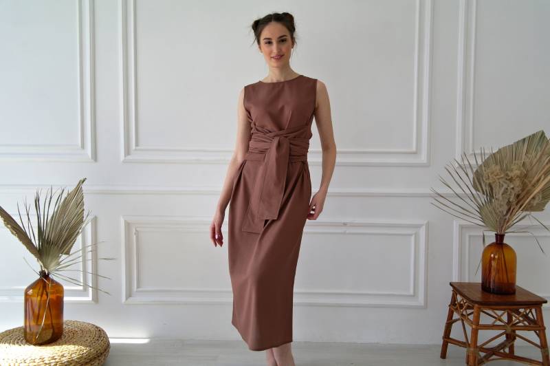 Kimono Leinen Kleid, Leinenkleid Frauen, Langes Leinenkleid, Natürliches Maxi Weiches Bio-Flachs Kleid von NatureBreezeShop