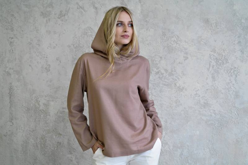 Leinen Hoodie Damen, Leinen Kapuzenhemd Für Frauen, Loser Hoodie, Damen Leinenhemd, Sweatshirt, Loungewear, Bio Flachs Hoodie von NatureBreezeShop