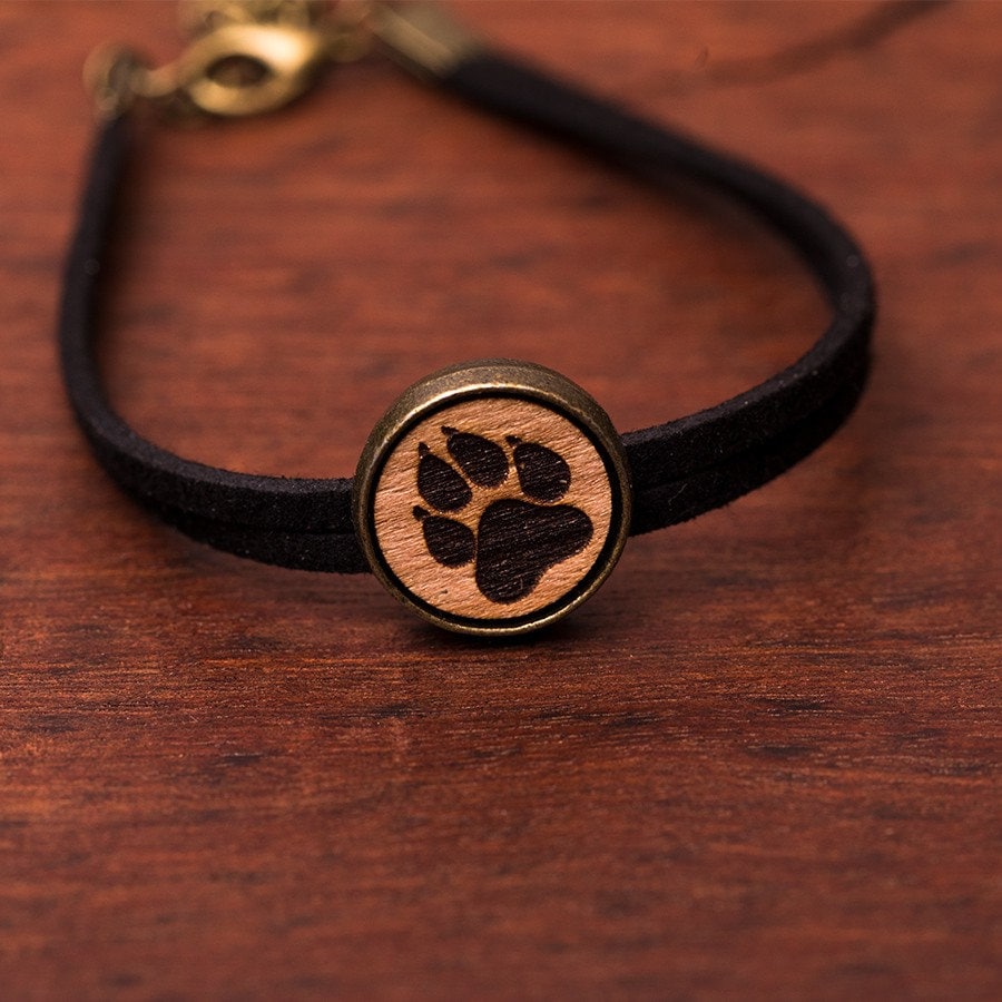 Armkette/Armband Aus Holz Und Metall - Holzschmuck Pfote Hund von NatureCraftTyrol