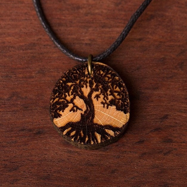 Baum Des Lebens 2, Holz-Halskette, Bis 3cm, Unikat - Holzschmuck von NatureCraftTyrol
