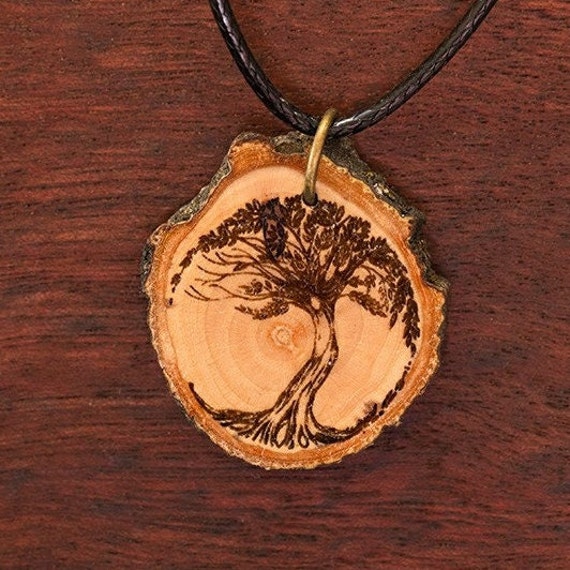 Baum Des Lebens 3, Holz-Halskette, Bis 3cm, Unikat - Holzschmuck von NatureCraftTyrol