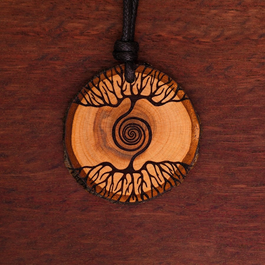 Baum Spirale, Holz-Halskette, 3-6cm, Unikat - Holzschmuck von NatureCraftTyrol