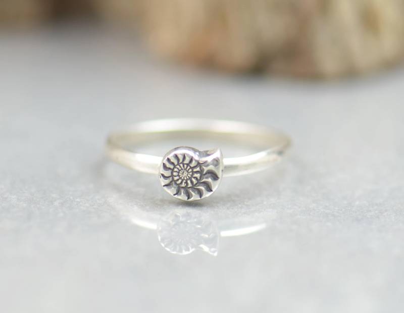 sterling Silber Ammonit Fossil Ring.artisan Handgemachter Fossilien-Liebhaber von NatureJourney