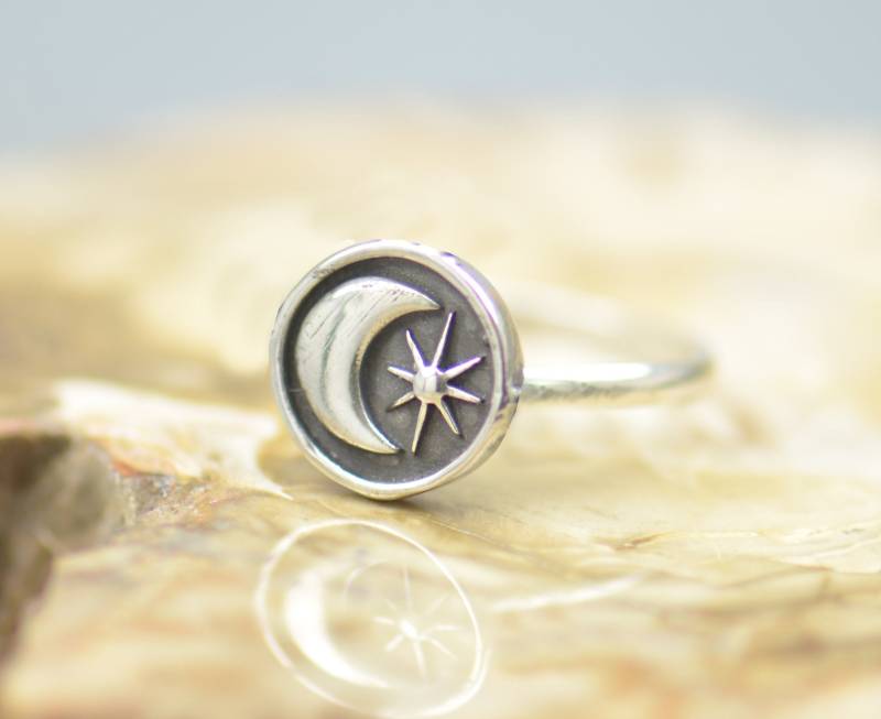 Sterling Silber Ring Mond Sterne Ring.artisan Handmade.sunrise Ringe Männer Oder Frauen von NatureJourney