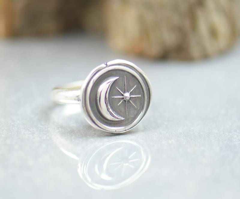 Sterling Silber Ring Mond Sterne Ring.artisan Handmade.sunrise Ringe Männer Oder Frauen von NatureJourney