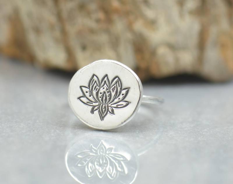 sterling Silber Lotus Blume Ring.artisan Handmade.rings Für Männer Oder Frauen.blumen Ring von NatureJourney