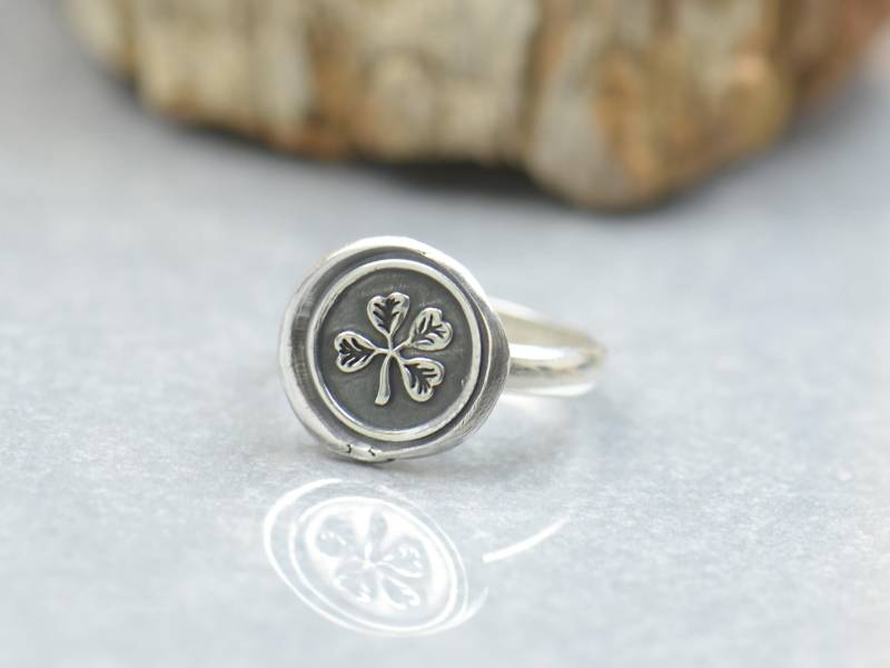 sterling Silber Vintage Wachs Siegel Vier Klee Wachssiegel Ring.artisan Handgemachte Ring.ancient Schmuck Scottish von NatureJourney