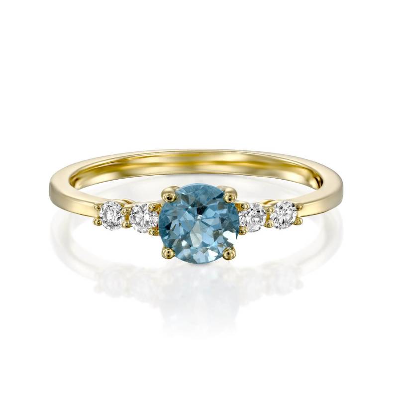 Blauer Topas Und Diamant Ring, Einzigartiger Verlobungsring, Smaragdtopas Massiver Gold Trauringe, Frauen Handgemachter Feinschmuck von NatureShiny