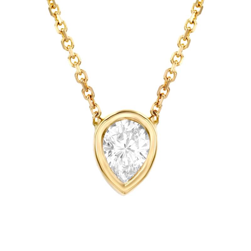 Pear Bezel Diamant Anhänger, Shape Tropfen Gold Halskette, Jahrestag Geschenk Für Sie von NatureShiny