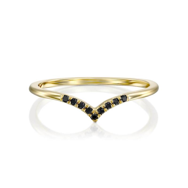 V Form Schwarzer Diamant Ring, Ehering, Chevron Brautring, Ring Für Frauen, Geschenk von NatureShiny
