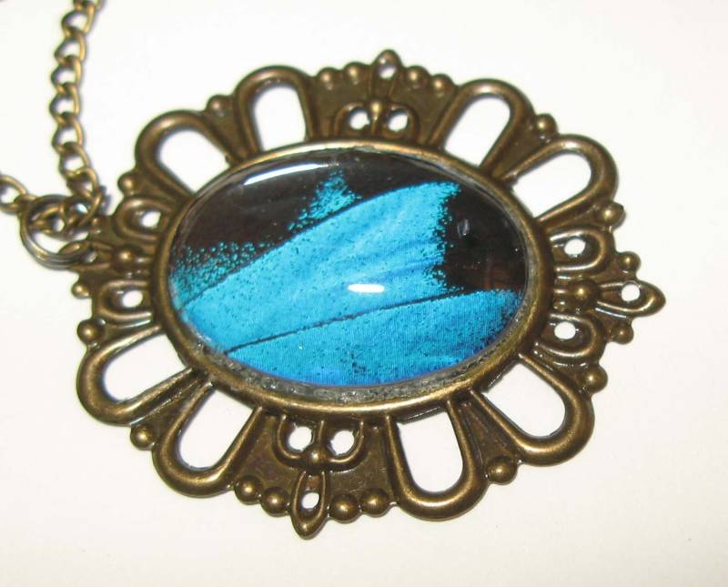 Echt Ulysses Schmetterling Flügel Anhänger Bronze Antik Stil Schmuck von Naturedesigner