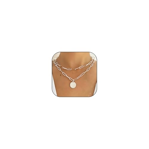 14 Karat vergoldete Büroklammer-Halsketten für Damen, silberfarbene Büroklammer-Halskette, runder Kreis, Büroklammer-Kette, Medium, Metall, Kein Edelstein 14 Karat vergoldete Büroklammer-Halsketten für Damen, silberfarbene Büroklammer-Halskette, runder Kreis, Büroklammer-Kette, Medium, Metall, Kein Edelstein von Naturepernulo