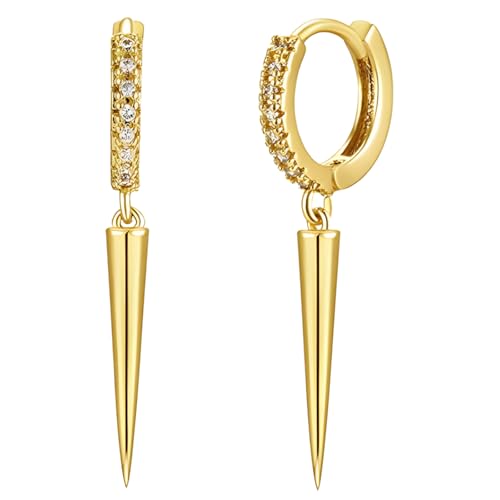 14 Karat vergoldete Spike-Creolen für Frauen, Punk, geometrische Spike-Ohrringe, Small, Metall, Kein Edelstein von Naturepernulo