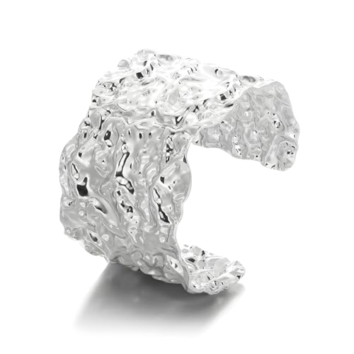 Breites Manschettenarmband für Damen, verstellbar, offen, klobig, gehämmert, Medium, Legierung, Kein Edelstein Breites Manschettenarmband für Damen, verstellbar, offen, klobig, gehämmert, Medium, Legierung, Kein Edelstein von Naturepernulo