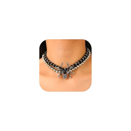 Naturepernulo Gothic Spider Strass Choker für Frauen Big Spider Bead Choker Halsketten Layered Beaded Spider Halloween Halskette, Moderate type, Metall, Kein Edelstein Naturepernulo Gothic Spider Strass Choker für Frauen Big Spider Bead Choker Halsketten Layered Beaded Spider Halloween Halskette, Moderate type, Metall, Kein Edelstein von Naturepernulo