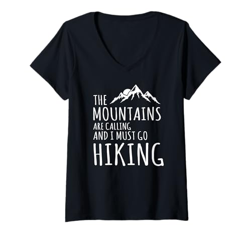 Damen Die Berge Rufen Und Ich Muss Wandern Gehen Spruch T-Shirt mit V-Ausschnitt Damen Die Berge Rufen Und Ich Muss Wandern Gehen Spruch T-Shirt mit V-Ausschnitt von Naturfreunde Und Outdoor Abenteuer Stil