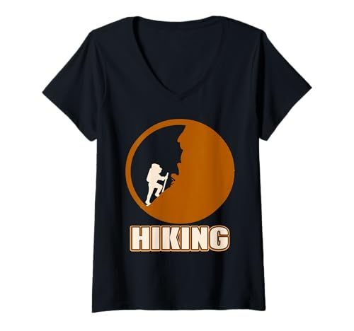 Damen Episches Wandern Bergsteigen Outdoor Abenteuer Trek T-Shirt mit V-Ausschnitt von Naturfreunde und Abenteuerlustige Fans