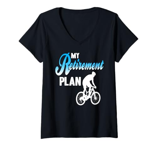 Damen Mein Ruhestandsplan Lustiger Radfahren Humor Aktiv Leben T-Shirt mit V-Ausschnitt Damen Mein Ruhestandsplan Lustiger Radfahren Humor Aktiv Leben T-Shirt mit V-Ausschnitt von Naturfreunde und Radfahr-Enthusiasten