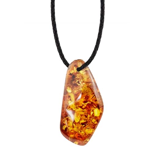 BALTISCHER Natur Bernstein Schmuck ANHÄNGER 5cm [Ostsee] mit Täschchen & LEDERBAND [Golden leuchtend!!!] 60072-72 von Naturheilmittel Heilsteine Methusalem GmbH Neu-Ulm