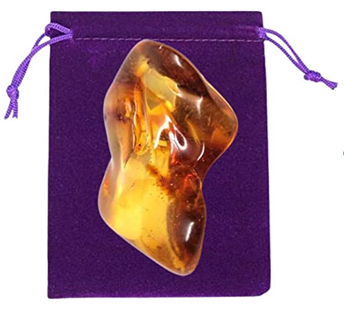 BERNSTEIN Trommelstein Schmeichelstein Edelstein schön klar bauchig golden durchscheinend ca. 3-4cm Fundort Ostsee mit Täschchen. 60072-7 von Methusalem