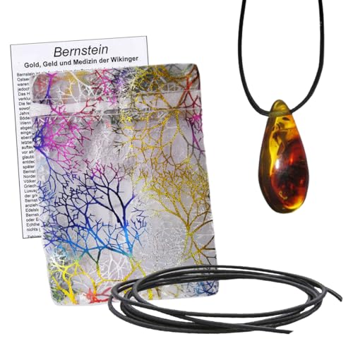 Naturheilmittel Heilsteine Methusalem GmbH Neu-Ulm Bernstein Anhänger 30-35 mm Baltischer Natur Bernstein (Ostsee) mit Täschchen Blume des Lebens & Band. 60072-3 von Naturheilmittel Heilsteine Methusalem GmbH Neu-Ulm