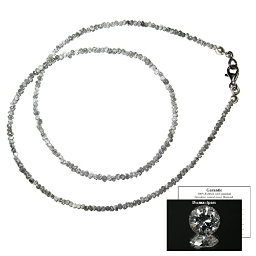 DIAMANT Collier SCHMUCK KETTE weiß / grauer (silbersamt) Rohdiamant. Sehr edel ca.45 cm mit 925 Silber Verschluss. Edelstein für Liebe und Glück. 81802-2 von Naturheilmittel Heilsteine Methusalem GmbH Neu-Ulm