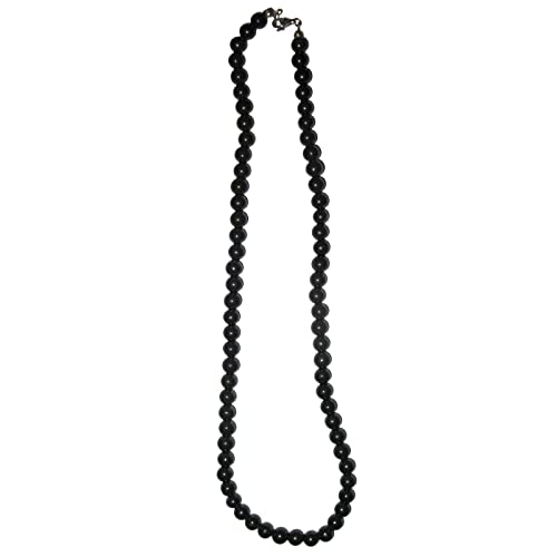 SCHUNGITELITE Schungit Schmuck Halskette Kette 6mm Kugelkette 45cm 925 Silber Verschluss (Karelien) mit Täschchen & Beschreibung. 95500-28 von SCHUNGITELITE