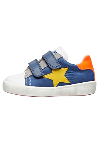 Naturino Annie VL-Sneakers aus Leder und Gewebe mit Stern-Patch-Weiß, Weiß-Blau 33 von Naturino