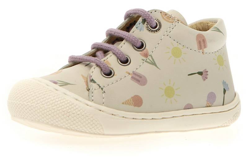 Naturino COCOON PR. FRESHEN MILK Lauflernschuh Barfußschuh mit buntem Print, Größenschablone zum Download von Naturino