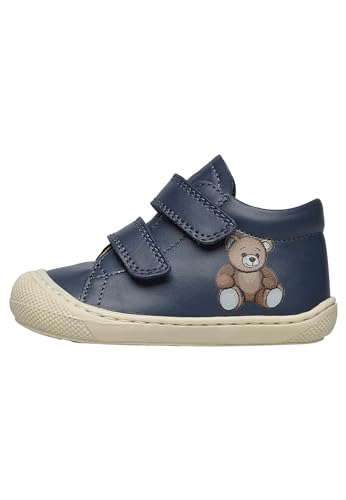 Naturino Cocoon Bear VL-Lauflernschuhe aus Leder mit Bären-Patch, Indigoblau 25 von Naturino