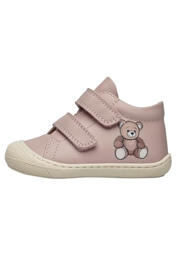 Naturino Cocoon Bear VL-Lauflernschuhe aus Leder mit Bären-Patch, Puderrosa 22 von Naturino