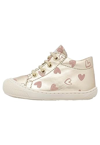 Naturino Cocoon-Lauflernschuhe aus Leder mit Herzen-Print, Gold 26 von Naturino