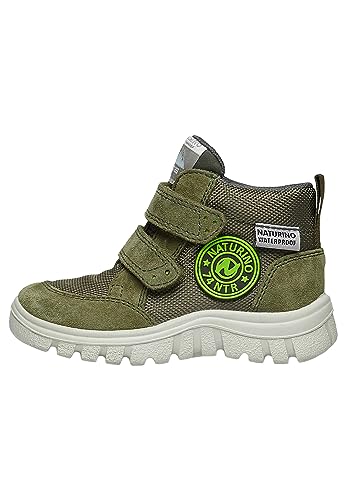 Naturino GEMINAE LOW WP-Stiefel aus Veloursleder und Stoff, Militärgrüne 24 von Naturino