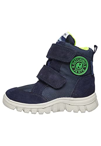 Naturino Geminae Boots Logoschriftzug Leder-/Textilkombination uni mädchen kinder boots klettboots warmfutter von Naturino