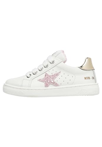 Naturino PINN Zip.-Sneakers aus Leder-Weiß, Weiß-Rosa 36 von Naturino