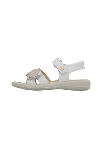 Naturino Sandalen aus Leder mit Herzen, Weiß-Platin 31 von Naturino