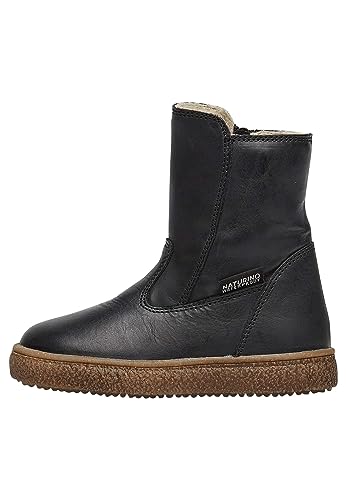 Naturino tunderie Stiefeletten aus Leder mit Wollfutter, Schwarz, 24 EU von Naturino