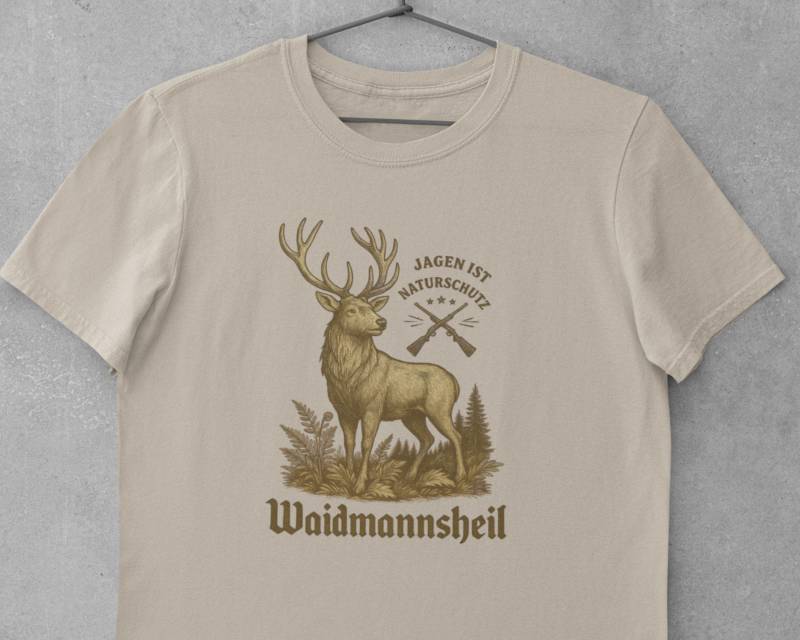 Waidmannsheil Jagd Shirt, Jagen Ist Naturschutz T-Shirt, Geschenk Für Jäger, Wildtier Natur Motiv, Jagdspruch T-Shirt Herren von Naturkluft