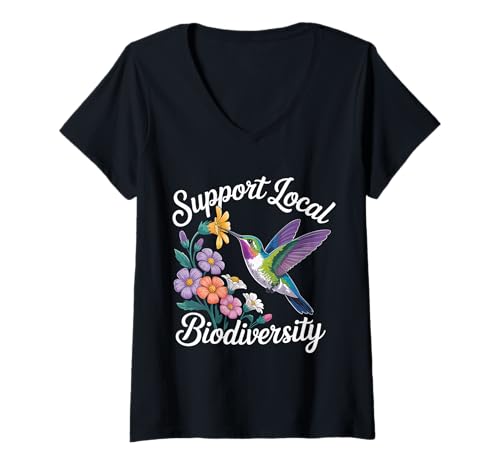 Damen Support Local Biodiversity - T-Shirt mit V-Ausschnitt von Naturkriegerschutz