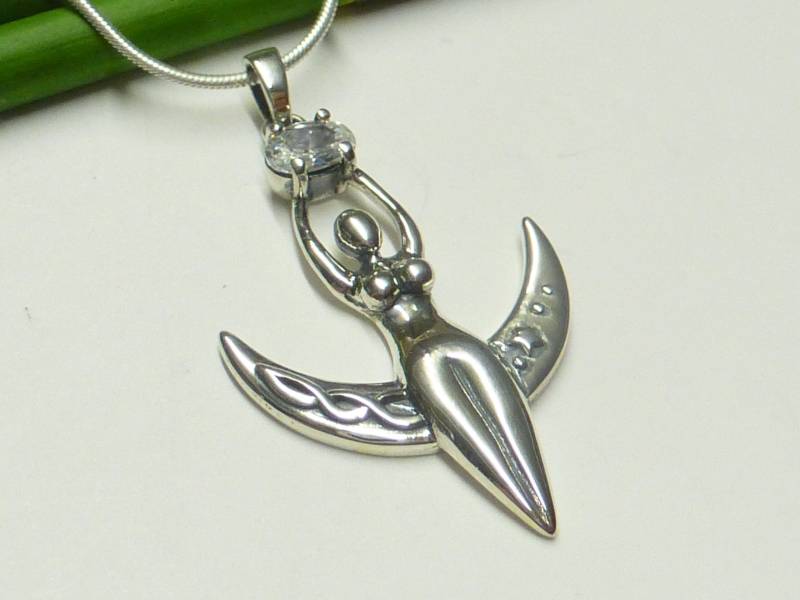 Anhänger Silber, Motivanhänger Mondgöttin, , Sterlingsilber, Mit Zirkonia Stein, Schmuck Für Frauen, Freundschaft von NaturprodukteBG